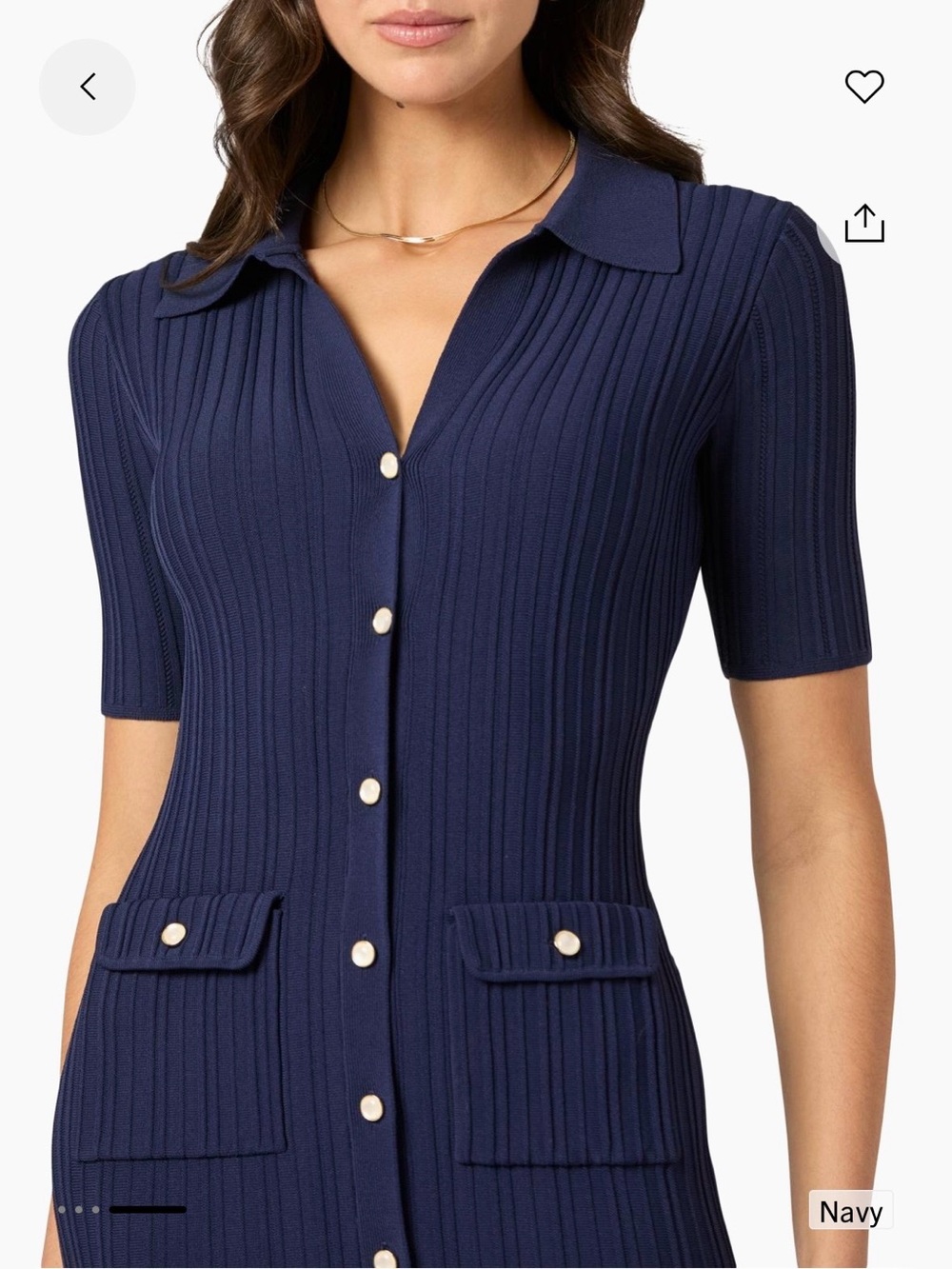 Shoshanna Tulip Chunky Rib Knit Midi Dress - NWT Navy Size L - Picture 3 of 12